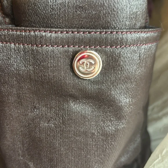 Chanel Paris Biarritz canvas tote chocolate bar brown - Picture 7 of 15